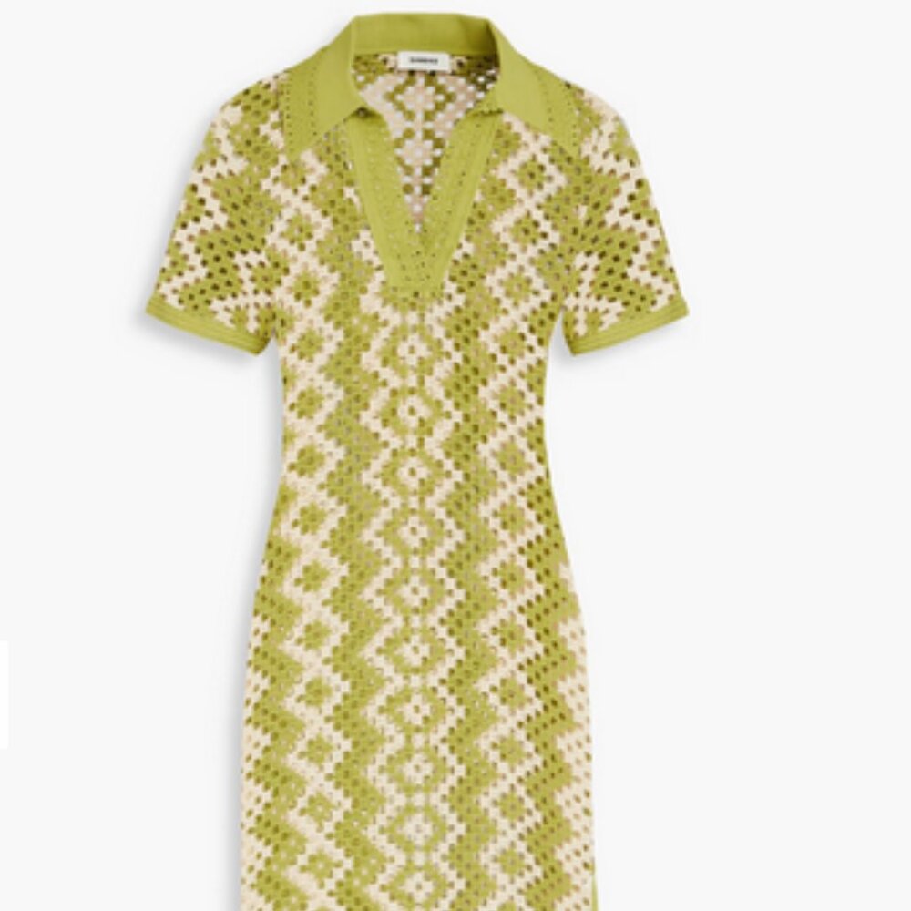 Sandro Oona Crochet Green Dress Tunic - Size 36 NWT